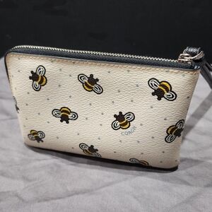 Coach Cream Bee Pattern Wristlet